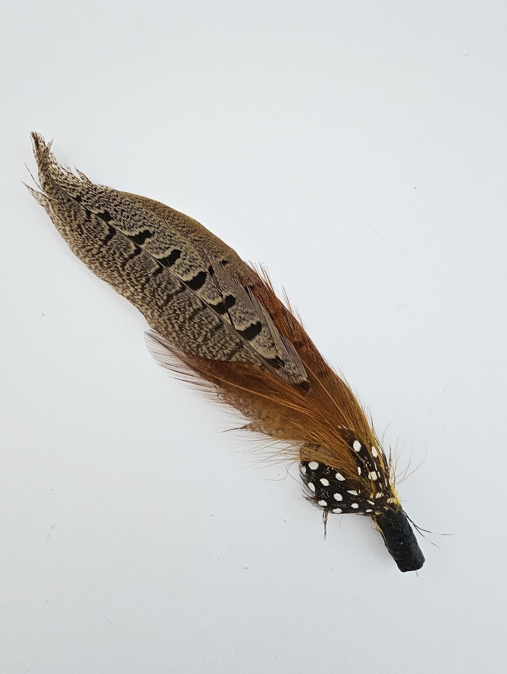 Vintage Clustered Pheasant & Guineafowl Feather Hat Pin Brooch - 7" Lapel